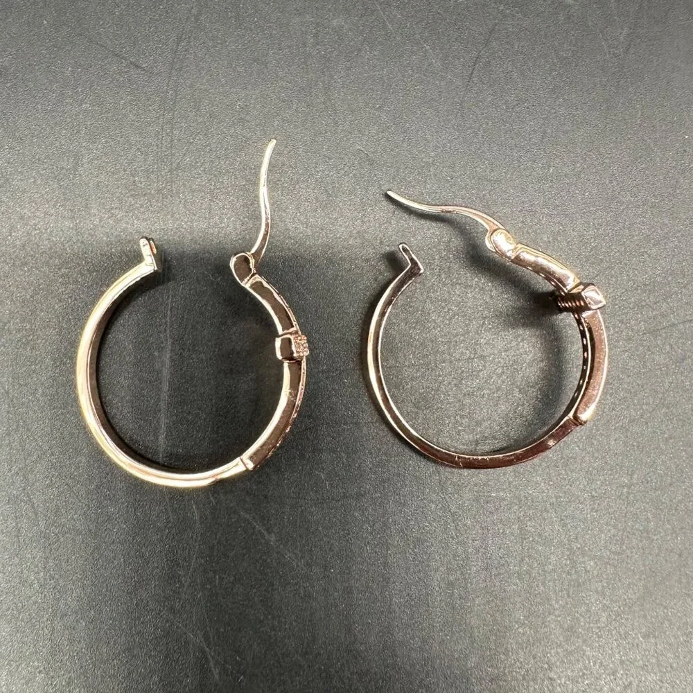 Cross Hoop Earrings Rose Gold Color Rhinestone Bling Jewelry Religious - Picture 5 of 7